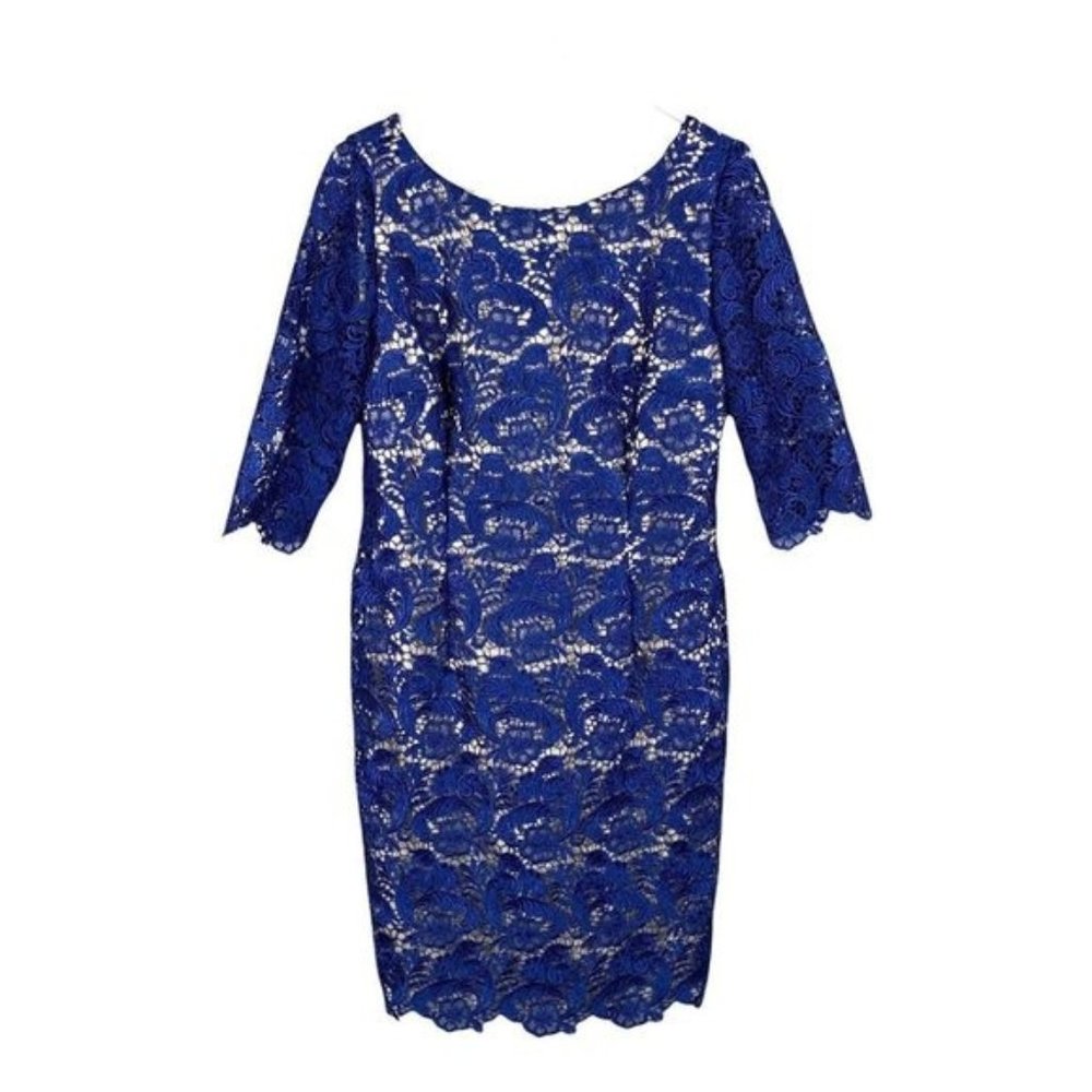 Eliza j royal collection blue lace cocktail dress kate middleton inspired